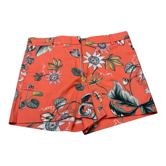 Ann Taylor Devin City Shorts Flat Front Chino Floral Orange Women’s size 6 New - Picture 1 of 13
